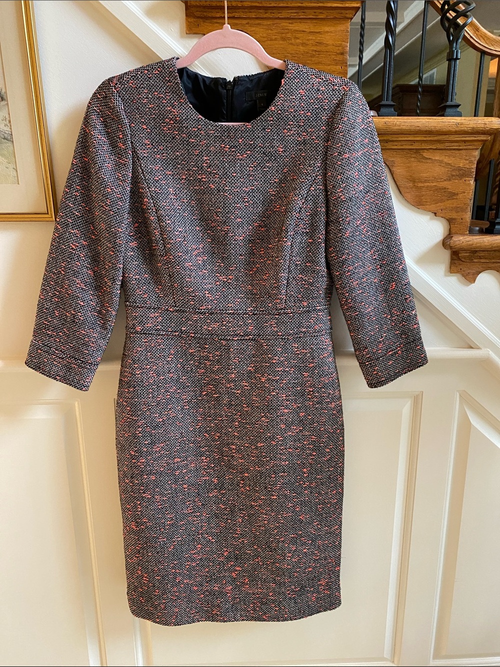 J. CREW E4375 Tweed Sheath Dress 3/4 Sleeve